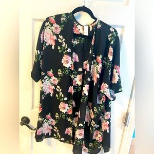 Floral print kimono